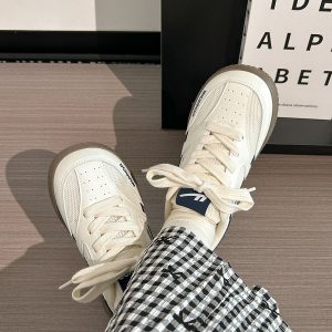 Women's Breathable Mesh Training Shoes, Summer White Sneakers, Original Design Canvas Sneakers for Style and Comfort