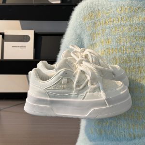 Women's Breathable Platform Sneakers - Summer 2025 Thick-Soled Sweet Style Shoes for Women - Versatile White Sneakers