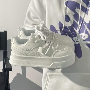 Women's Breathable Platform Sneakers - Summer 2025 Thick-Soled Sweet Style Shoes for Women - Versatile White Sneakers