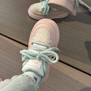 Women's Breathable Platform Sneakers - Summer 2025 Thick-Soled Sweet Style Shoes for Women - Versatile White Sneakers