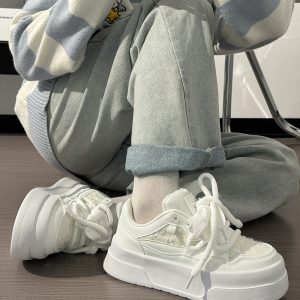 Women's Breathable Platform Sneakers - Summer 2025 Thick-Soled Sweet Style Shoes for Women - Versatile White Sneakers
