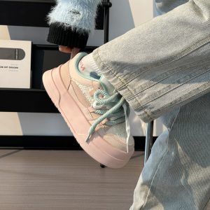 Women's Breathable Platform Sneakers - Summer 2025 Thick-Soled Sweet Style Shoes for Women - Versatile White Sneakers