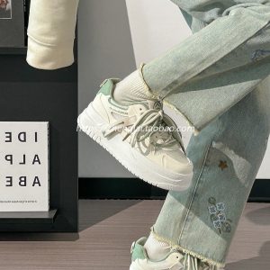 Women's Breathable White Platform Sneakers - Thick-Soled Summer Shoes for Skirts, Height-Increasing, Versatile Big-Toe Design