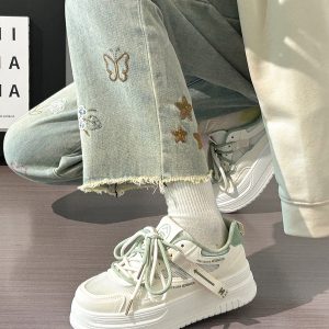 Women's Breathable White Platform Sneakers - Thick-Soled Summer Shoes for Skirts, Height-Increasing, Versatile Big-Toe Design