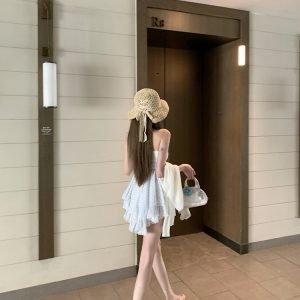 Women's Bubble Summer Patchwork Strapless Top - Stylish Summer Outerwear, High-End Blouse, Trendy 90s Inspired Fashion