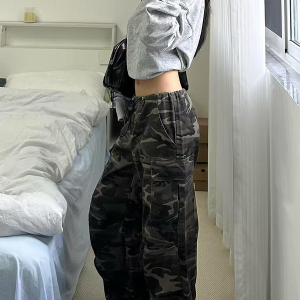 Women’s Camouflage Cargo Pants - 2025 American Street Style Loose Wide-Leg Hip-Hop Casual Sports Trousers