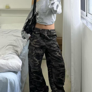Women’s Camouflage Cargo Pants - 2025 American Street Style Loose Wide-Leg Hip-Hop Casual Sports Trousers