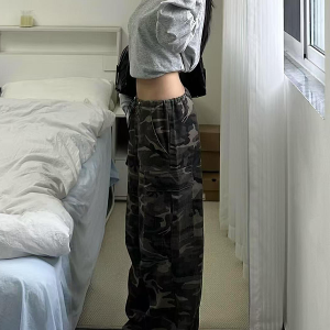 Women’s Camouflage Cargo Pants - 2025 American Street Style Loose Wide-Leg Hip-Hop Casual Sports Trousers