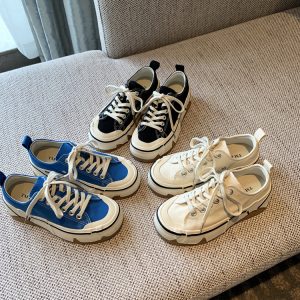 Women's Canvas Lace-Up Sneakers - 2025 Spring Korean Style Thick-Soled Low-Top Casual Shoes - Fashionable and Versatile for Everyday Wear