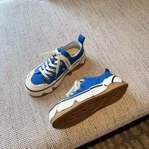 Women's Canvas Lace-Up Sneakers - 2025 Spring Korean Style Thick-Soled Low-Top Casual Shoes - Fashionable and Versatile for Everyday Wear