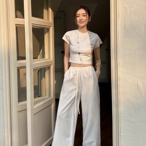 Women's Casual A-Line Drawstring Shorts in Light, Breathable Tencel Cotton-Linen Blend - Summer Essential, Loose Fit