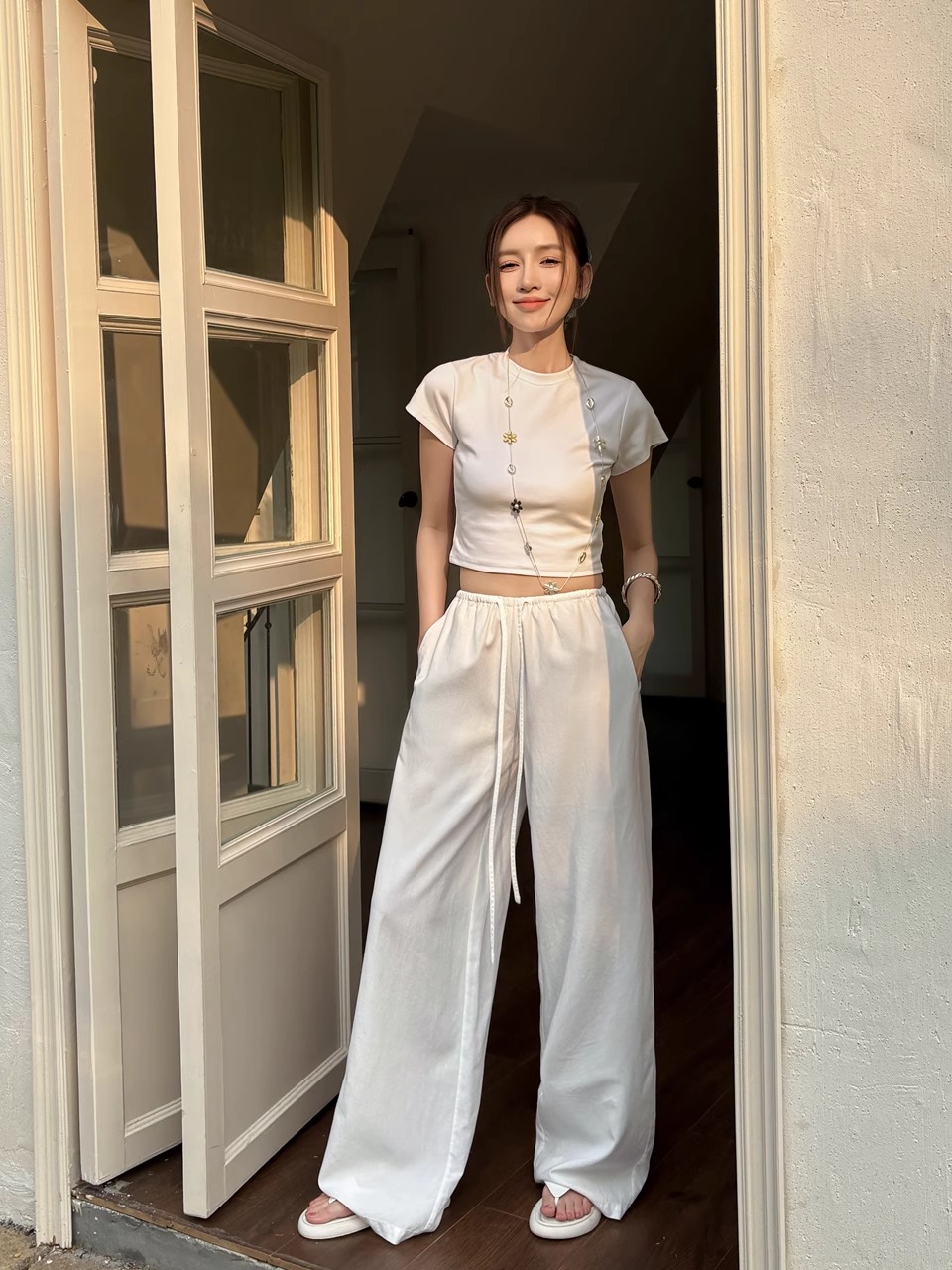 Women's Casual A-Line Drawstring Shorts in Light, Breathable Tencel Cotton-Linen Blend - Summer Essential, Loose Fit Women's Casual A-Line Drawstring Shorts in Light, Breathable Tencel Cotton-Linen Blend - Summer Essential, Loose Fit