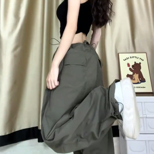 Women's Casual Draped Wide-Leg Pants - American Style Spring/Summer Loose Sports Trousers for Petite Sizes