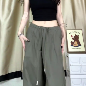 Women's Casual Draped Wide-Leg Pants - American Style Spring/Summer Loose Sports Trousers for Petite Sizes