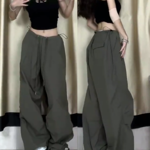 Women's Casual Draped Wide-Leg Pants - American Style Spring/Summer Loose Sports Trousers for Petite Sizes