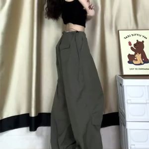 Women's Casual Draped Wide-Leg Pants - American Style Spring/Summer Loose Sports Trousers for Petite Sizes