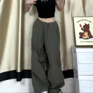 Women's Casual Draped Wide-Leg Pants - American Style Spring/Summer Loose Sports Trousers for Petite Sizes