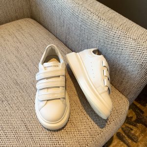 Women's Casual Velcro Sneakers - 2025 College Style, Genuine Leather, Thick-Soled, Versatile White Shoes for Everyday Wear