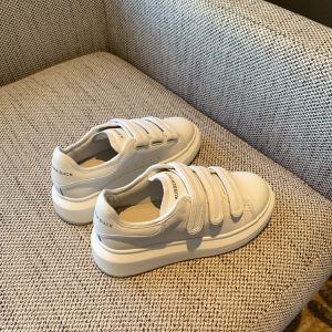 Women's Casual Velcro Sneakers - 2025 College Style, Genuine Leather, Thick-Soled, Versatile White Shoes for Everyday Wear