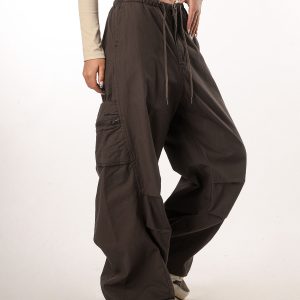 Women's Casual Wide-Leg Paratrooper Pants - Thin Straight Fit, Summer Style, American Workwear, Loose-Fit for Comfort