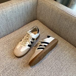 Women's Color-Block Lace-Up Flat Genuine Leather Casual Cycling Sneakers - Trendy 2025 Fashion Footwear