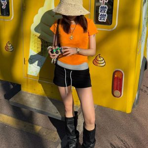 Women's Color-Blocked Casual Sports Shorts - Slim Fit, Flattering Low-Waist Design for Summer, Versatile Activewear