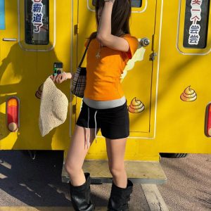 Women's Color-Blocked Casual Sports Shorts - Slim Fit, Flattering Low-Waist Design for Summer, Versatile Activewear