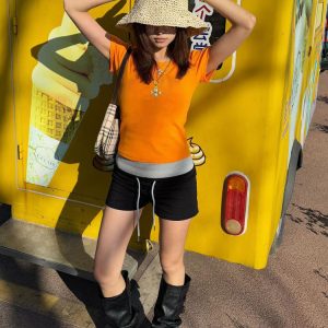 Women's Color-Blocked Casual Sports Shorts - Slim Fit, Flattering Low-Waist Design for Summer, Versatile Activewear