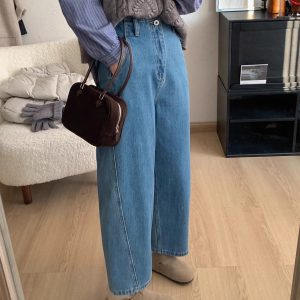 Women's Curved Knife Dad Pants 2025 - Loose Fit Cross Pants for Petite & Plus-Size, Fashionable Sickle Style Jeans