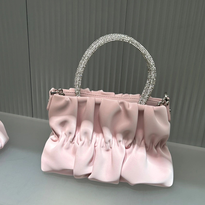 Women's Elegant Pleated Rhinestone Handheld Shoulder Bag, 2023 Summer Cloud Chain Crossbody Trend