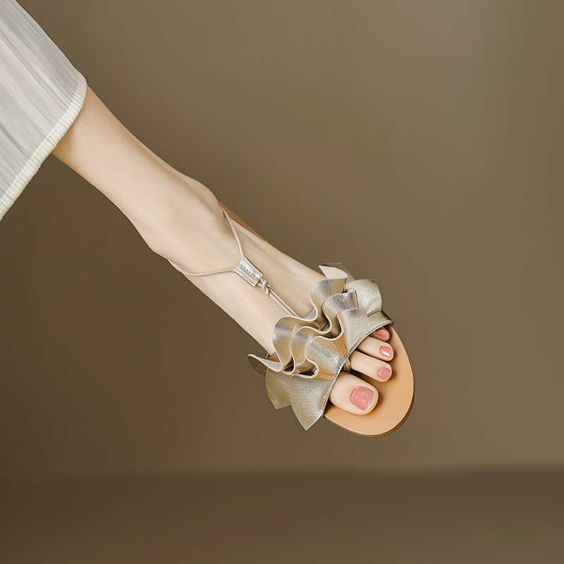 Women's Flat Open-Toe Sandals - Italian Corso Venezia Beach Fairy Style Shoes for Summer Fashion