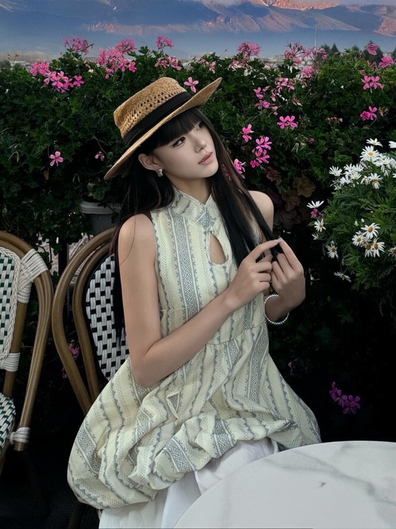 Women's Floral Jacquard Puff Cloud Vest with Stand Collar & Straps - All-Cotton Color-Woven Chinese Style Top Women's Floral Jacquard Puff Cloud Vest with Stand Collar & Straps - All-Cotton Color-Woven Chinese Style Top