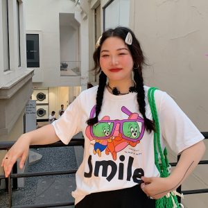 Women's Floral Print T-Shirt, Short Sleeve, Loose Fit, Plus Size, Trendy Spring/Summer 2025 Casual Top