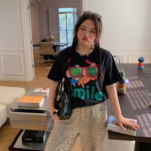 Women's Floral Print T-Shirt, Short Sleeve, Loose Fit, Plus Size, Trendy Spring/Summer 2025 Casual Top