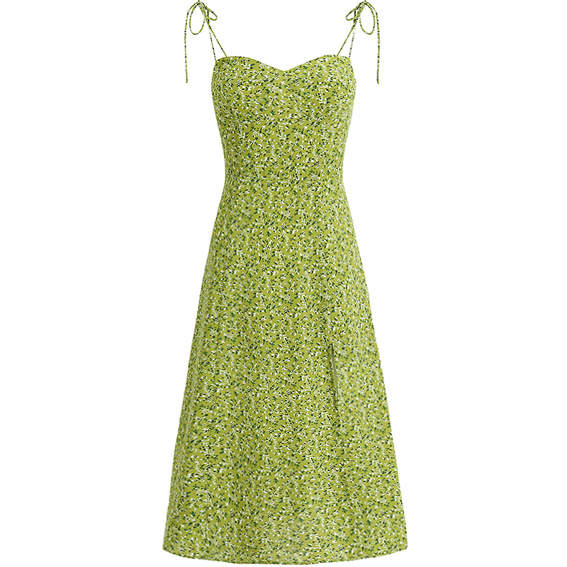 Women's French Style Green Summer Dress 2025 - High-End, Waist-Cinching, Slimming Design for Vacation and Everyday Wear