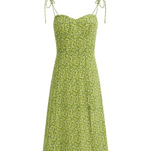 Women's French Style Green Summer Dress 2025 - High-End, Waist-Cinching, Slimming Design for Vacation and Everyday Wear