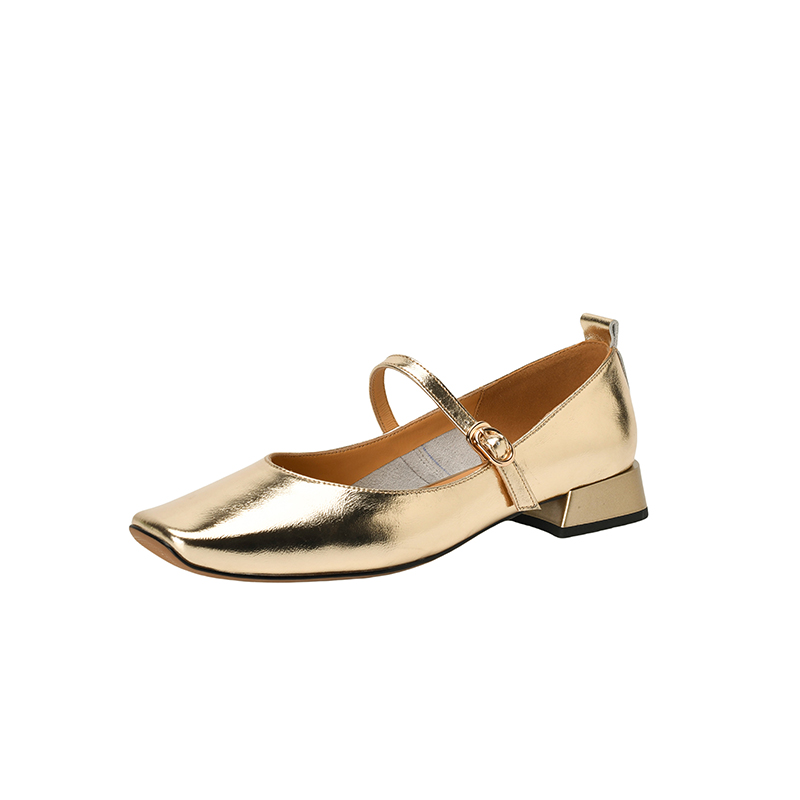 Women's Genuine Leather Low Heel Chunky Mary Jane Shoes - Silver Square Toe - Large Size - Summer 2025 Fashion