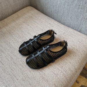 Women's Genuine Leather Roman Sandals 2025 Summer Hollow Mesh Back Zipper Flat Shoes, Boho Chic Style, Comfortable Footwear