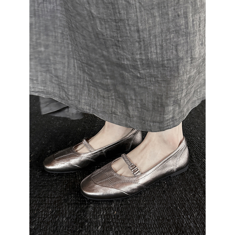 Women's Genuine Leather Round Toe Flat Ballet Shoes - Versatile Comfortable Mary Jane Slip-Ons in Giant Soft Style