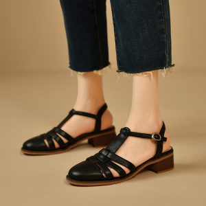 Women's Genuine Leather White Mid-Heel Open-Toe Sandals - Roman Woven Design, Summer Fashion Footwear