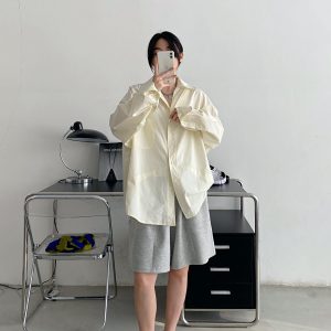 Women's High-End Casual Loose Long-Sleeve Shirt - Sun Grapefruit Cool Breeze Mid-Length Top for Spring/Summer