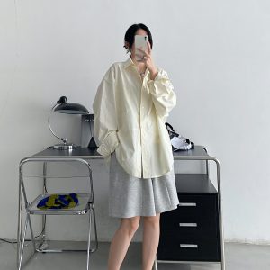 Women's High-End Casual Loose Long-Sleeve Shirt - Sun Grapefruit Cool Breeze Mid-Length Top for Spring/Summer