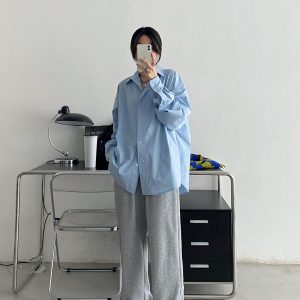 Women's High-End Casual Loose Long-Sleeve Shirt - Sun Grapefruit Cool Breeze Mid-Length Top for Spring/Summer