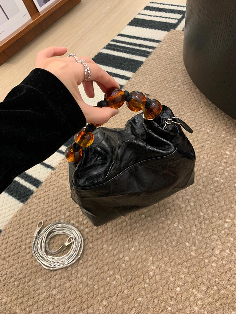 Women's High-End Textured Beaded Black Tote Crossbody Bag - 2024 Spring Summer Chinese Style Commuter Accessory Women's High-End Textured Beaded Black Tote Crossbody Bag - 2024 Spring Summer Chinese Style Commuter Accessory