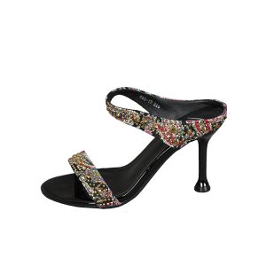 Women's High-Heeled One-Strap Slippers, Trendy Studded Summer Sandals, Versatile Cool Shoes for Outdoor Wear 2025