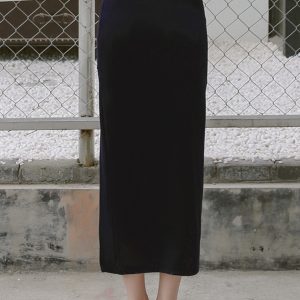 Women's High Waist Bodycon Midi Skirt with Front Slit - Versatile Korean Style Pencil Skirt for Spring Summer Fashion