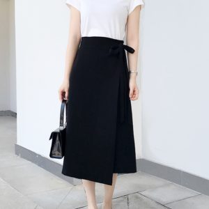 Women's High Waist Midi Strap Dress - Irregular Split A-Line Skirt for Spring Summer 2025