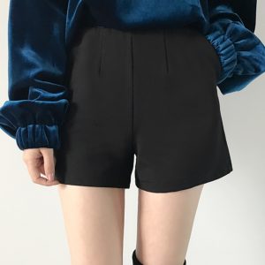 Women's High-Waisted A-Line Shorts, Versatile Wide-Leg Korean Style Casual Pants with Pockets, Slimming Fit