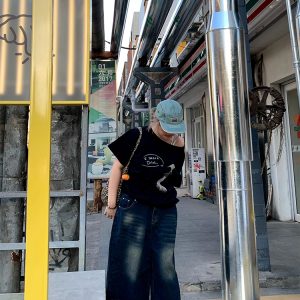 Women's High-Waisted Slim Straight Wide-Leg Seven-Point Jeans - Versatile Spring Fashion for Casual Style