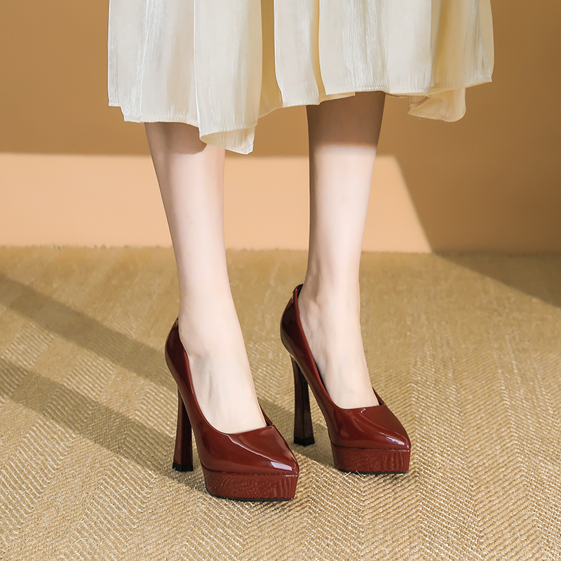 Women's Korean Style High Heels 12CM Thin Heels, Versatile Spring Pointed Toe Platform Pumps for Parties Women's Korean Style High Heels 12CM Thin Heels, Versatile Spring Pointed Toe Platform Pumps for Parties